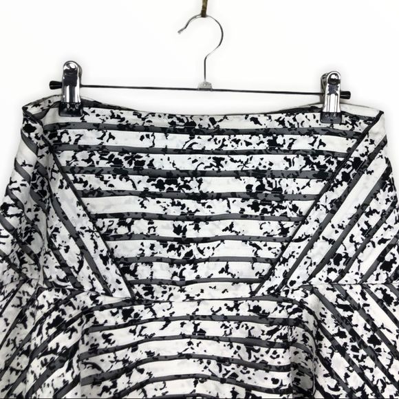 Parker Silk Black White Print Mesh Mini Skirt - Picture 5 of 16